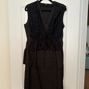 Rachel Comey Grey Plaid and Lace Floral Dress - Size 8